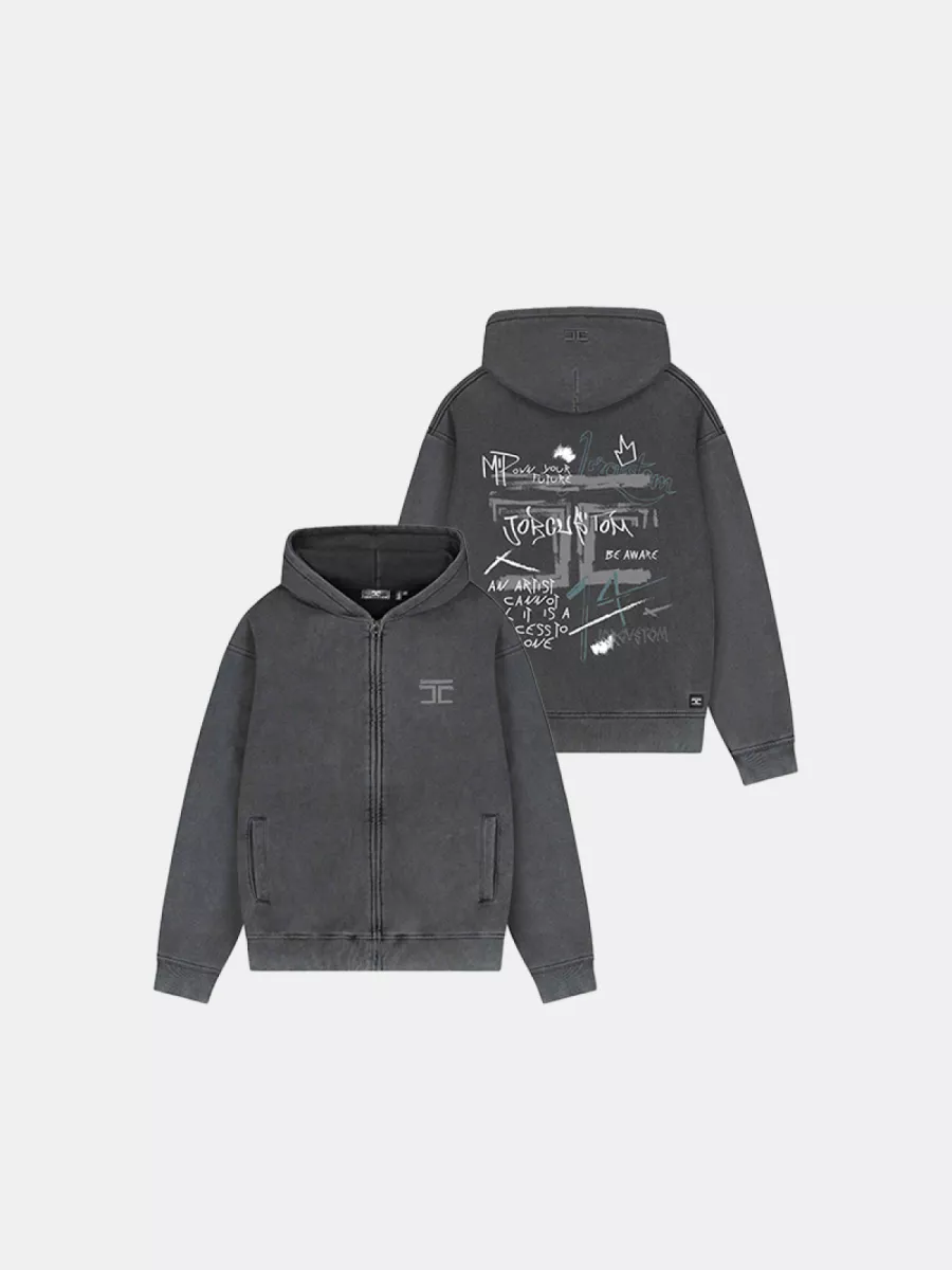 Jorcustom artist zipped hoodie acidgrey