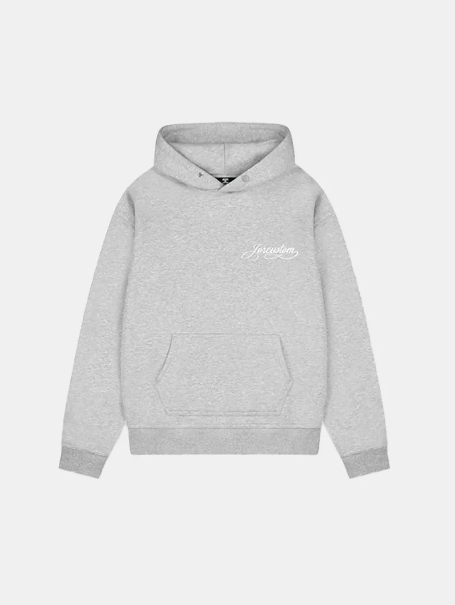 Jorcustom handscript hoodie greymelange