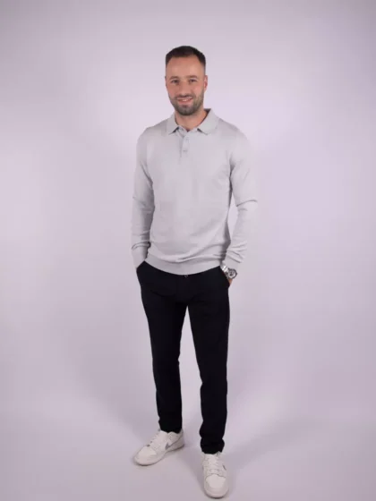 Malelions knitted long sleeve polo 691 ocean grey