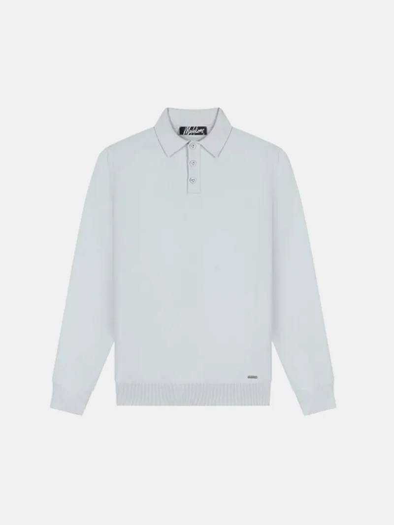 Malelions knitted long sleeve polo 691 ocean grey