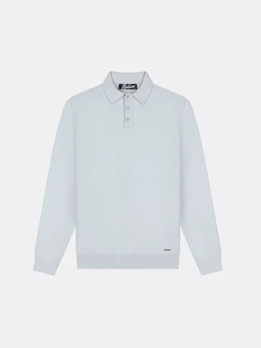 Malelions knitted long sleeve polo 691 ocean grey