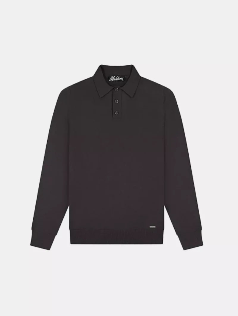 Malelions knitted long sleeve polo 696 mulch brown