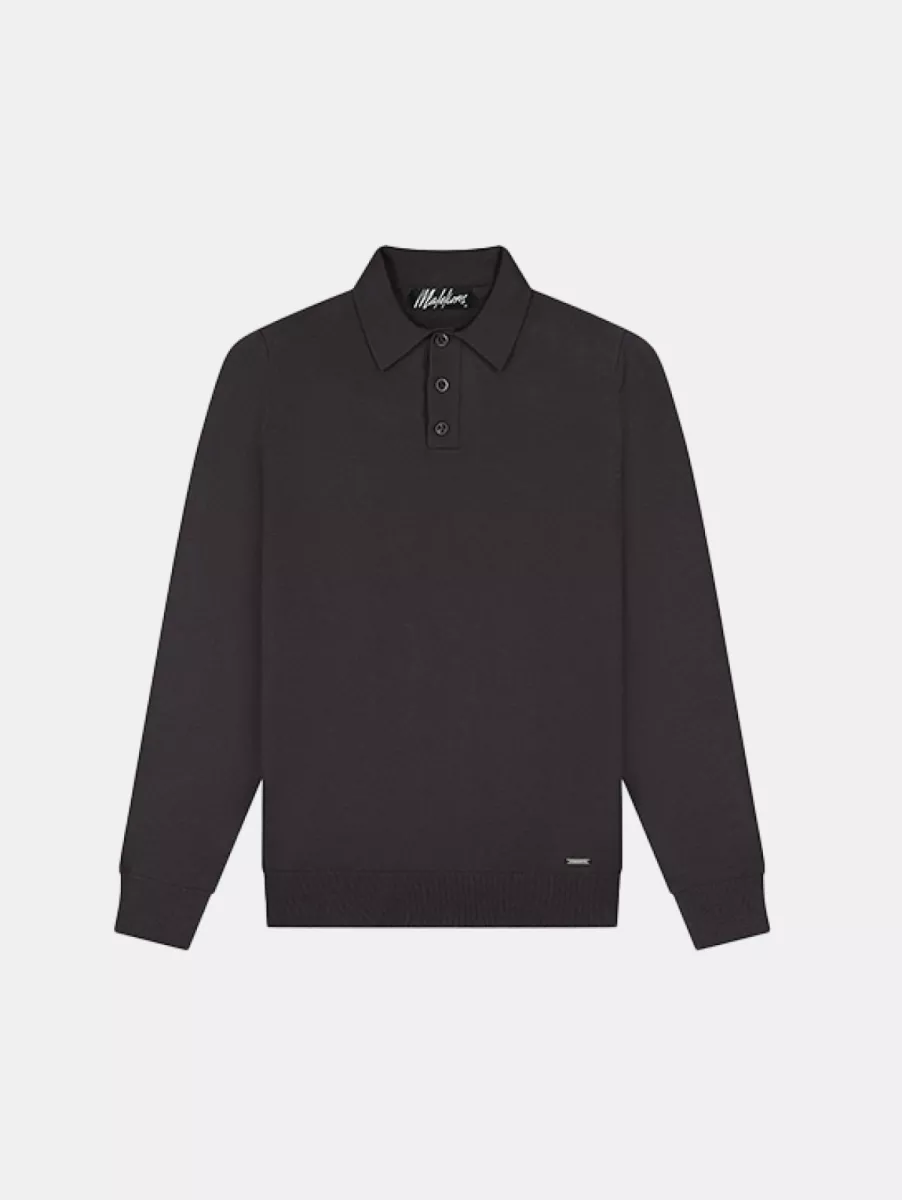 Malelions knitted long sleeve polo 696 mulch brown
