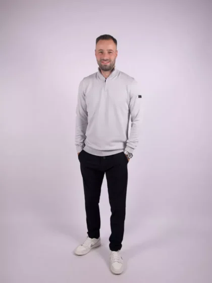 Malelions knitted quarter zip 691 ocean grey