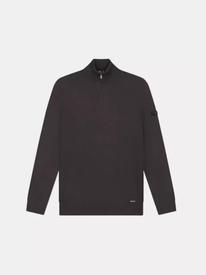 Malelions knitted quarter zip 696 mulch brown
