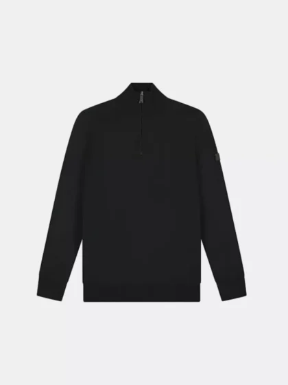 Malelions knitted quarter zip black
