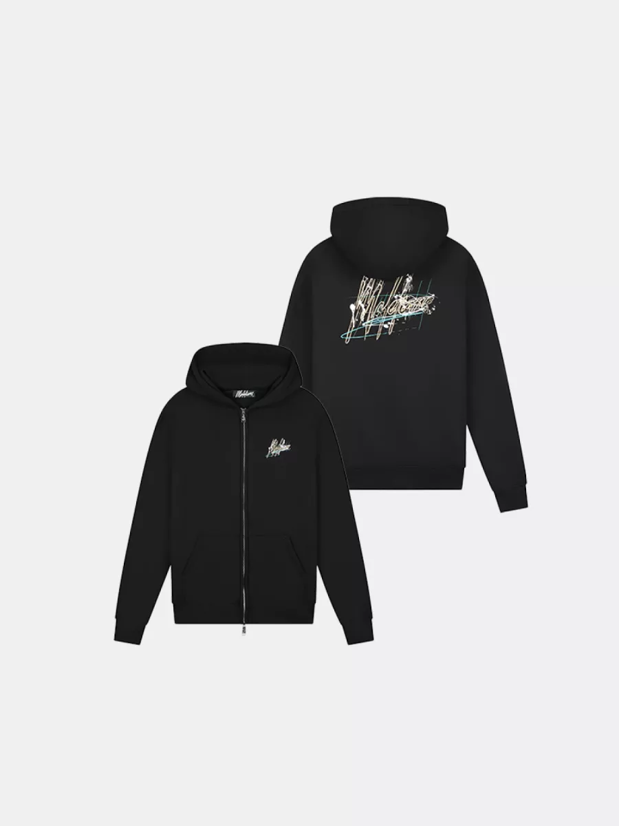 Malelions splash zip hoodie black/khaki
