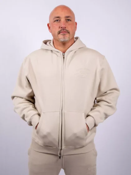 Malelions permanent vacation zip hoodie light taupe