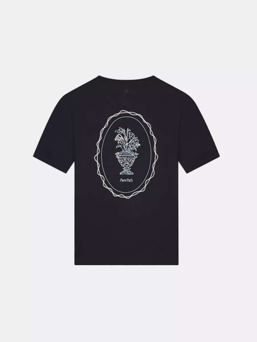 Pure Path Embroidered Vase T-Shirt 3 Pure Path 26010106 57 dark navy