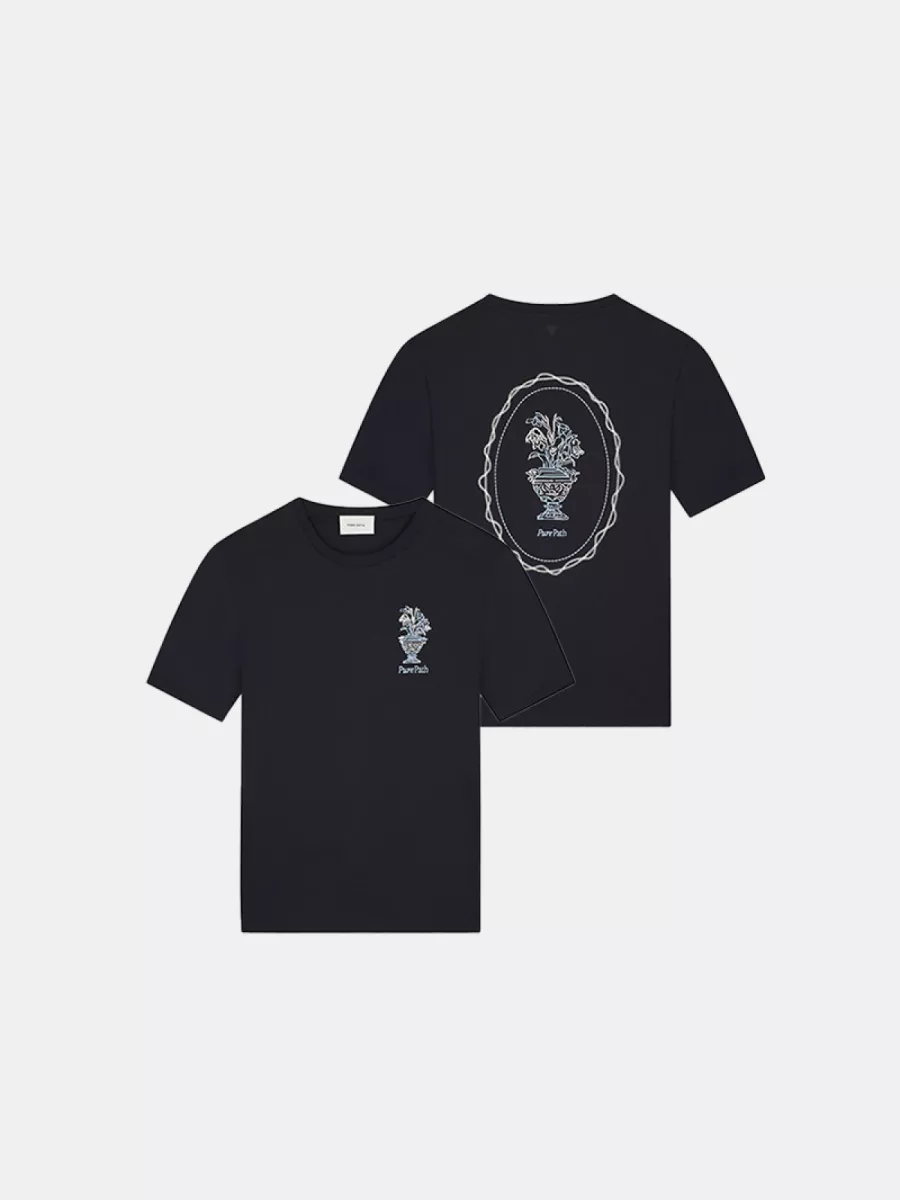 Pure Path Embroidered Vase T-Shirt 1 Pure Path 26010106 57 dark navy