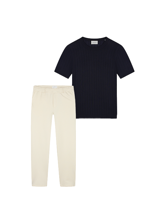 Pure Path Knitted Punta Set Navy / Ecru 1 Pure Path Knitted Punta Set Navy / Ecru