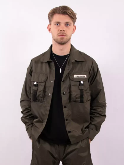 Croyez etiquette nylon jacket dusty olive