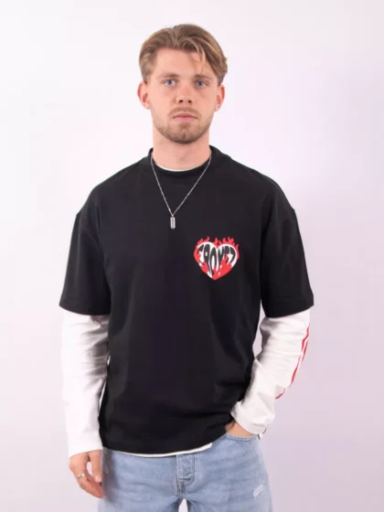 Croyez heart on fire t-shirt vintage black