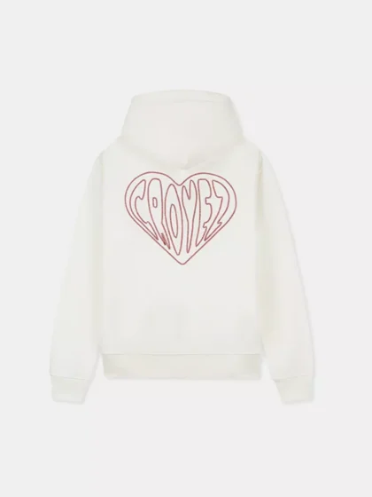 Croyez stitched heart zip hoodie off-white