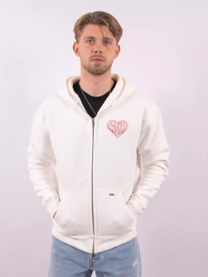 Croyez stitched heart zip hoodie off-white