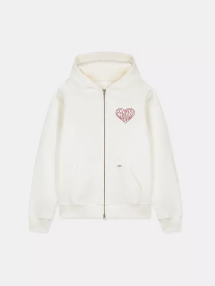 Croyez stitched heart zip hoodie off-white