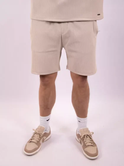 Malelions ribbed shorts light taupe