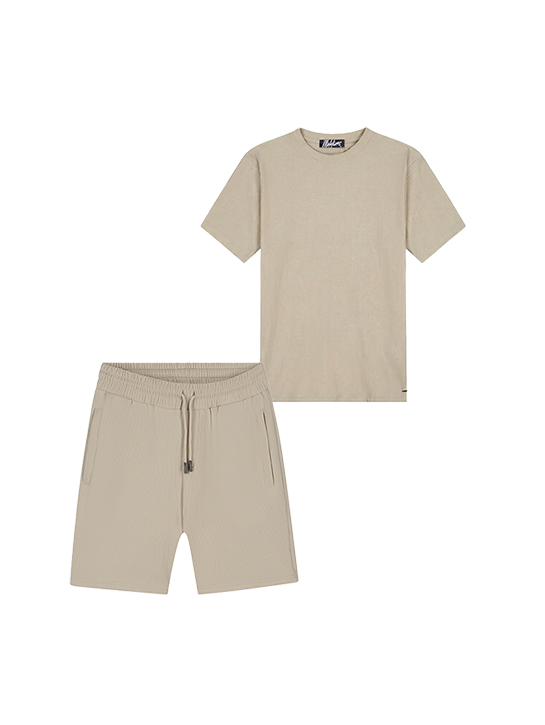 Malelions Ribbed Set Light Taupe 1 Malelions Ribbed Set Light Taupe