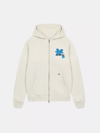 Croyez botanique zip hoodie off-white/tiffany blue