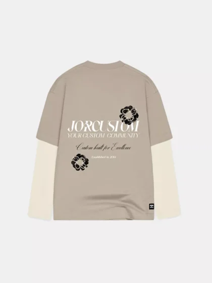 Jorcustom flowers double layered taupe-creme