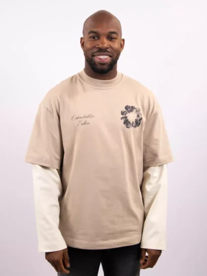 Jorcustom flowers double layered taupe-creme