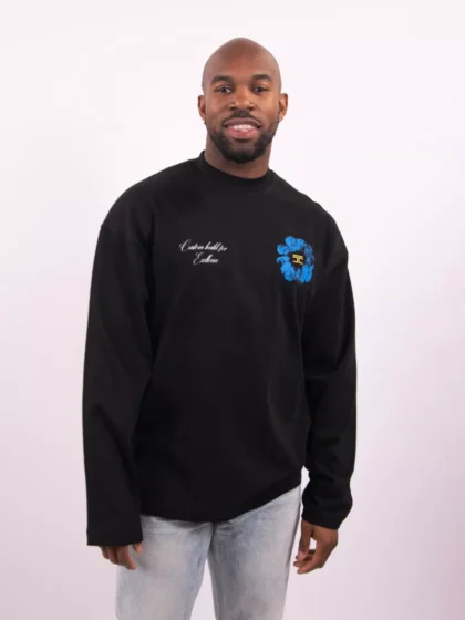 Jorcustom flowers longsleeve t-shirt black