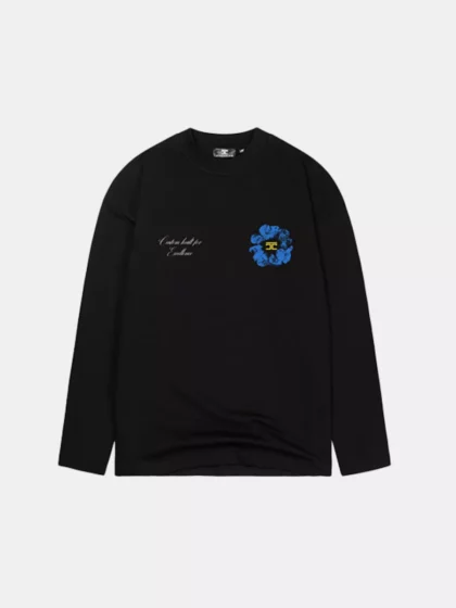 Jorcustom flowers longsleeve t-shirt black