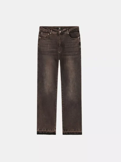 Jorcustom open hem denim straight fit brown
