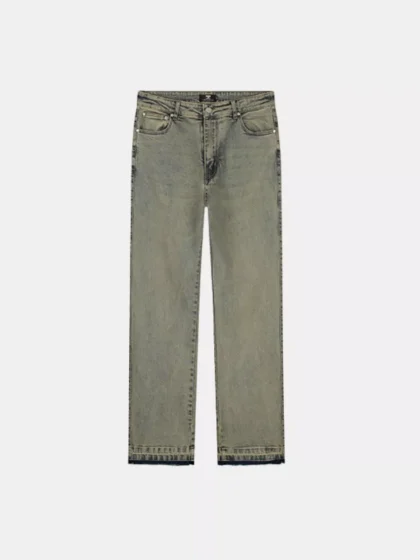 Jorcustom open hem denim straight fit green