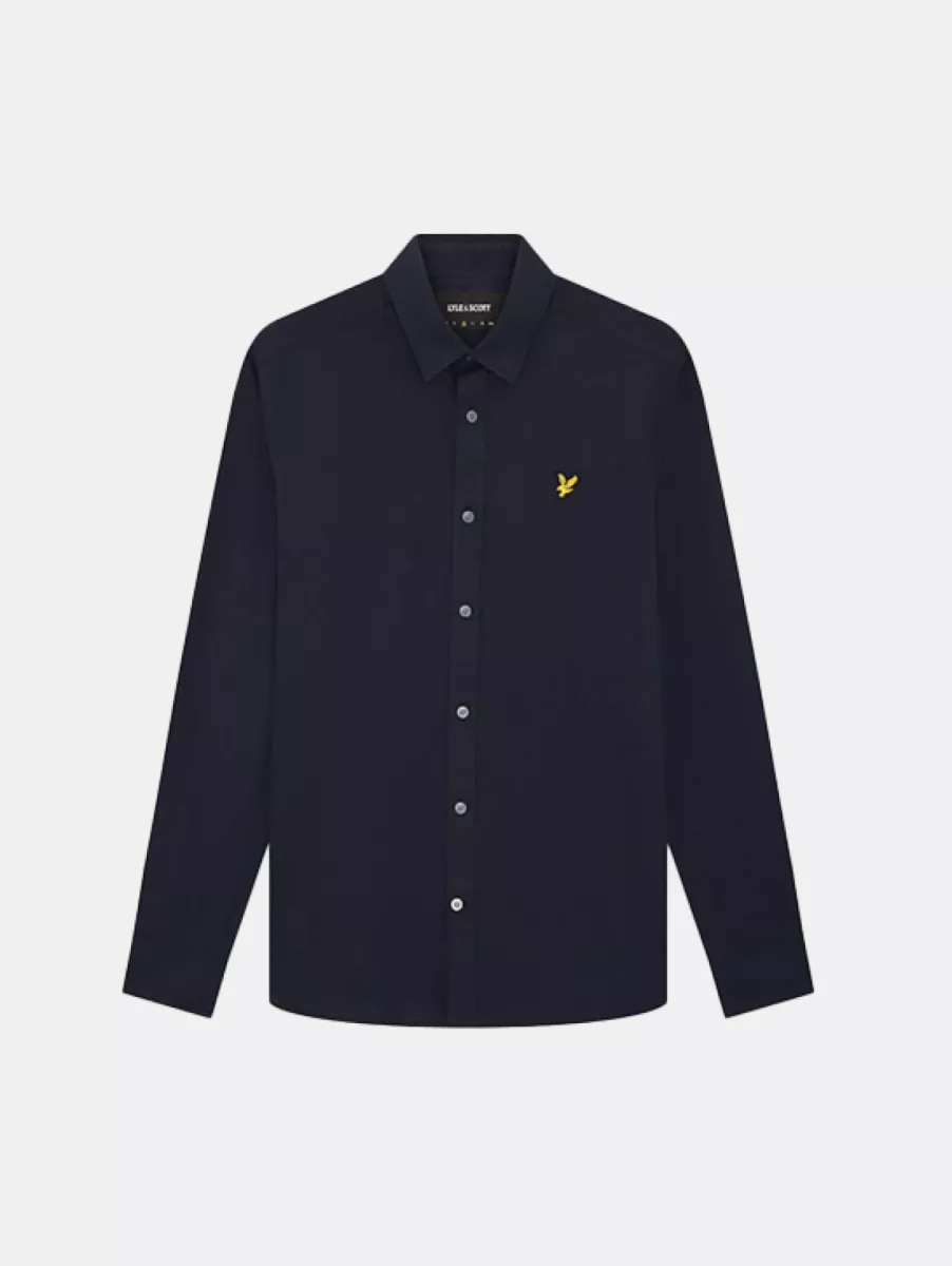 Lyle & Scott Long Sleeve Linen Blend Shirt 1 Lyle & Scott lw2405v z271 dark navy