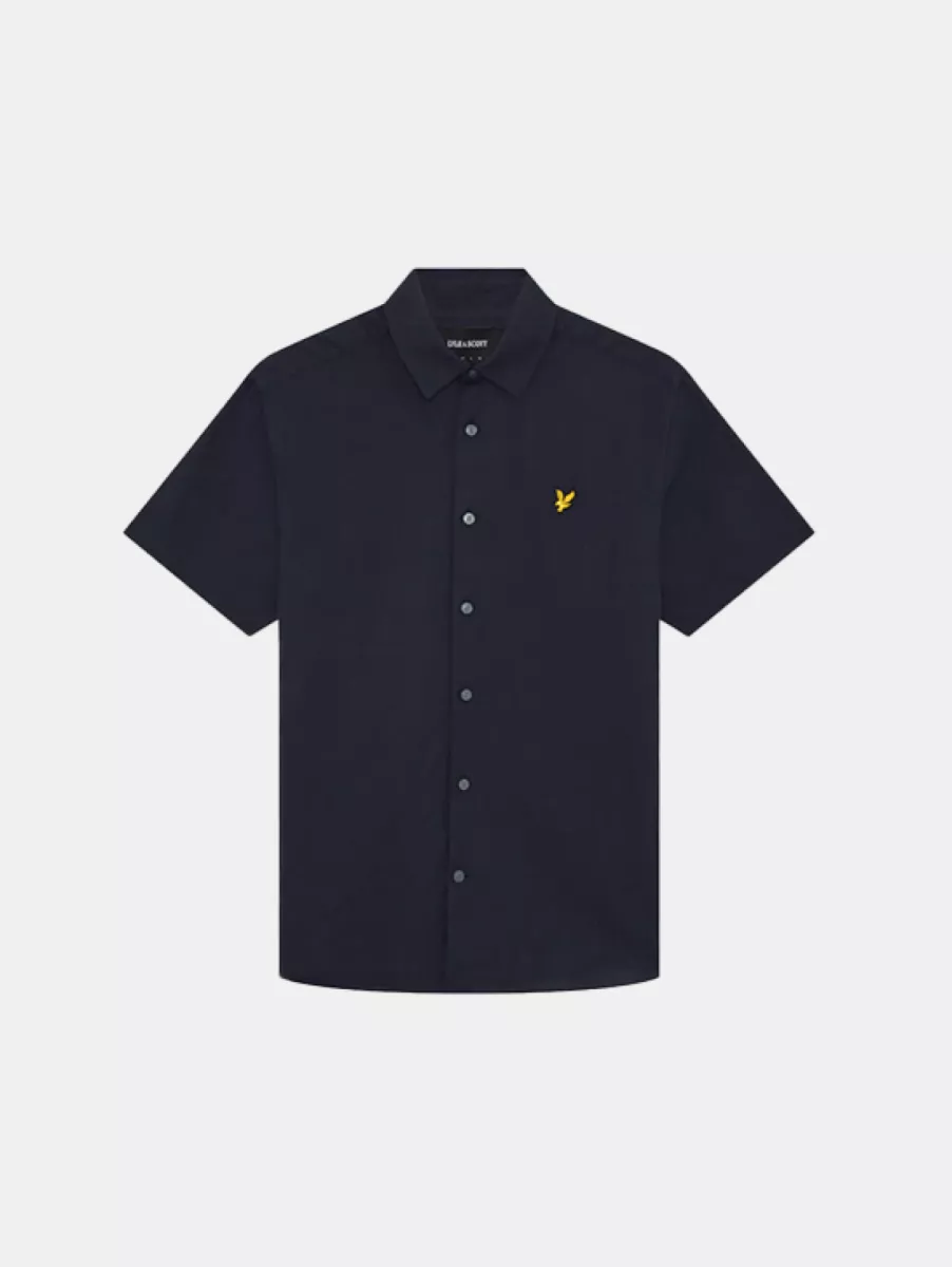 Lyle & Scott Short Sleeve Linen Blend Shirt 1 Lyle & Scott sw2411v z271 dark navy