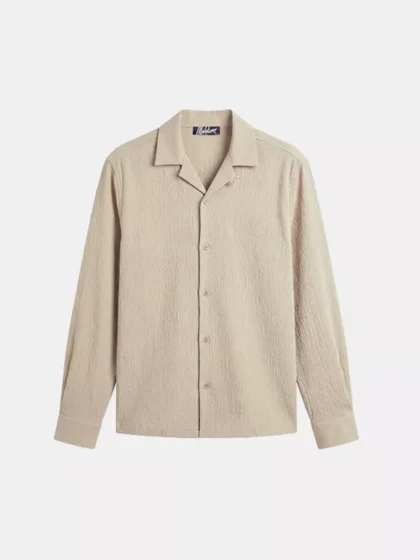 Malelions emblem seersucker shirt light taupe
