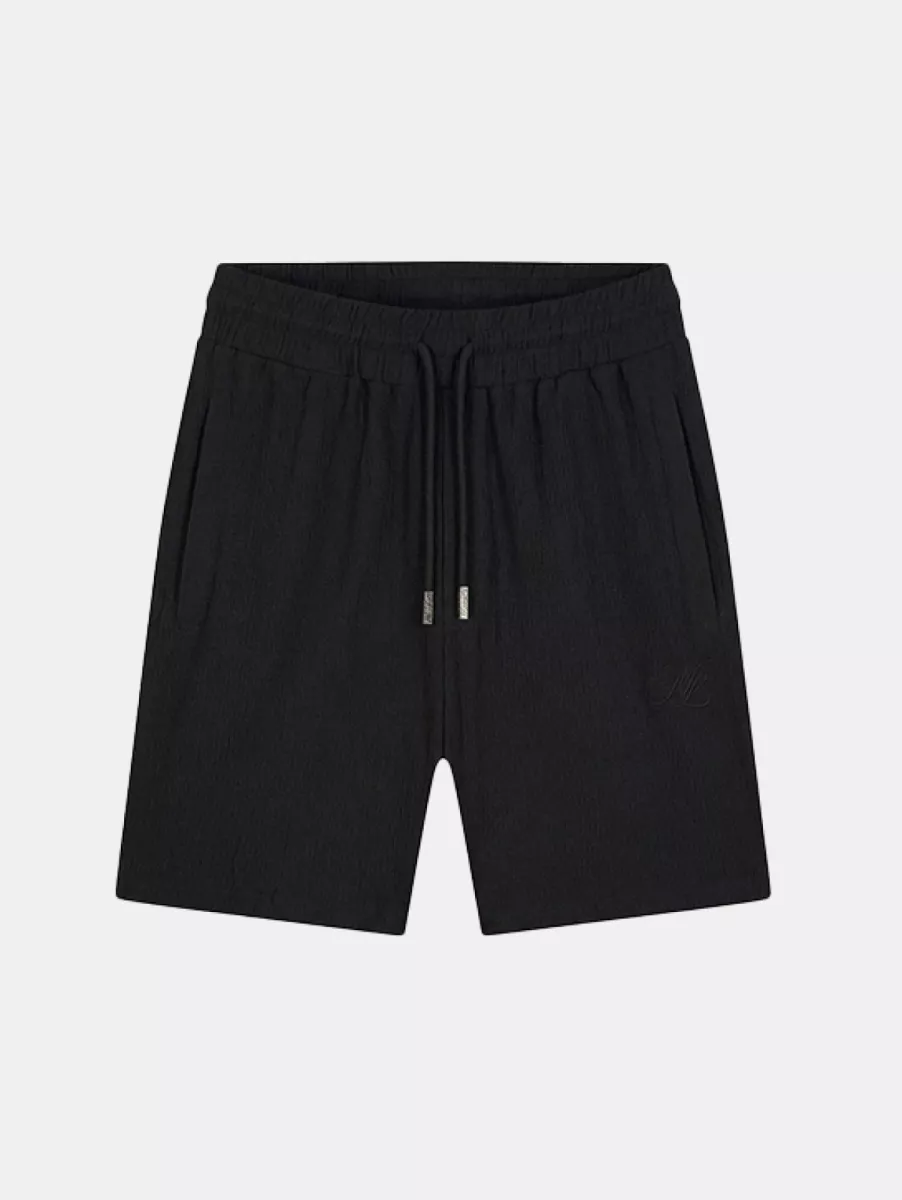 Malelions Emblem Seersucker Shorts 1 Malelions emblem seersucker shorts black