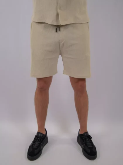 Malelions emblem seersucker shorts light taupe