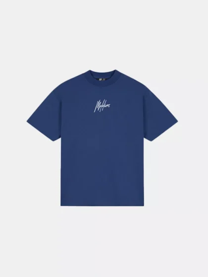 Malelions oversized striped signature t- cobalt