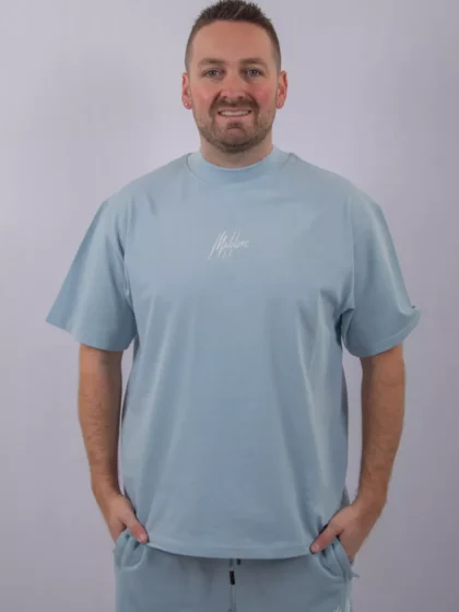 Malelions oversized striped signature t- ice blue