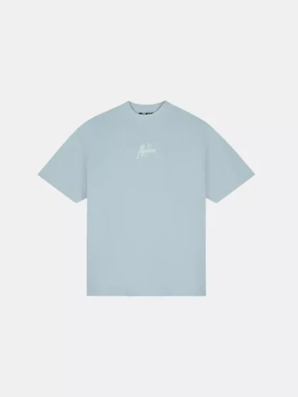 Malelions oversized striped signature t- ice blue