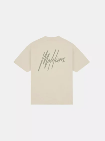 Malelions oversized striped signature t- light taupe