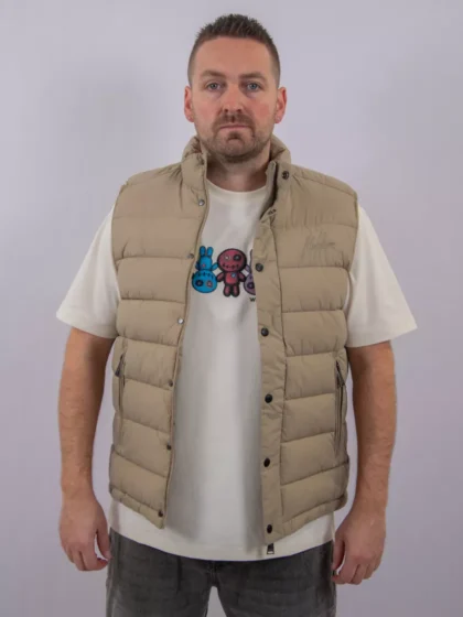 Malelions placket padded vest sage brown