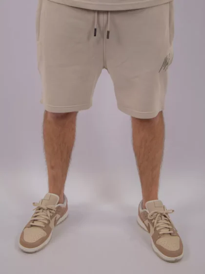 Malelions striped signature short light taupe