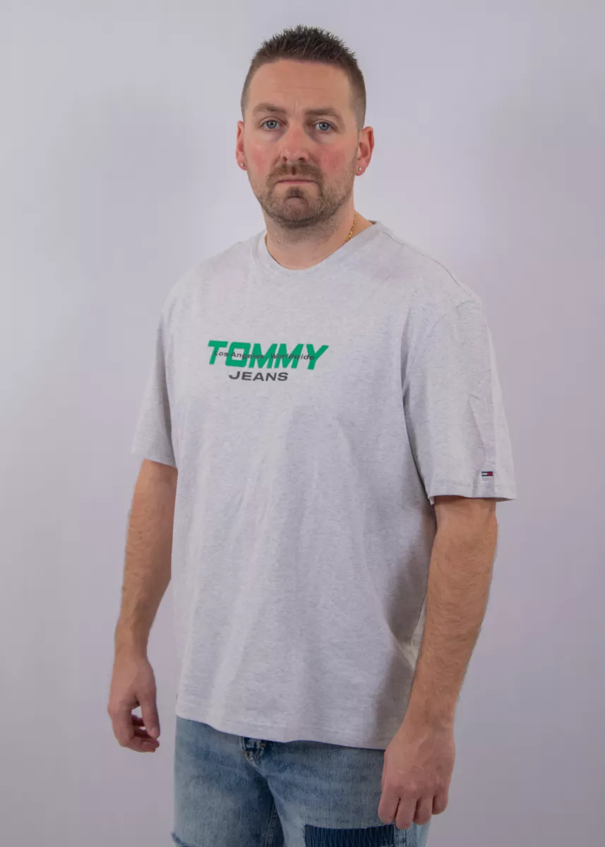 Tommy Jeans 90S TJ Block SS Tee 3 Tommy Jeans dm0dm22550 p08 ice grey heather