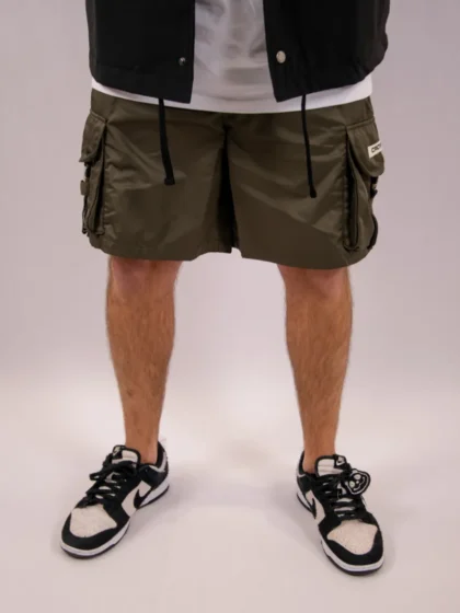 Croyez etiquette nylon shorts dusty olive