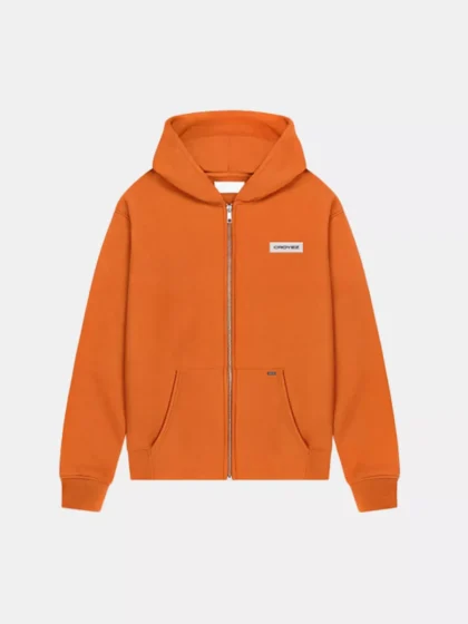 Croyez etiquette zip hoodie orange