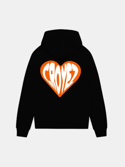 Croyez puffed heart zip hoodie black/orange