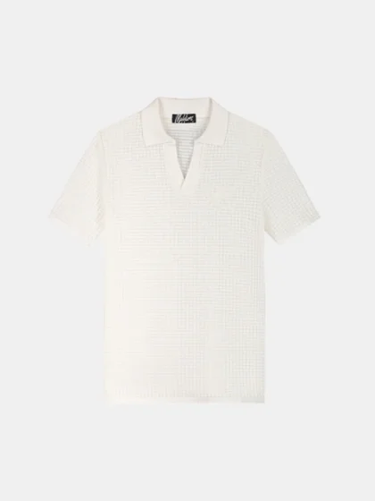 Malelions chunky waffle buttonless polo off-white