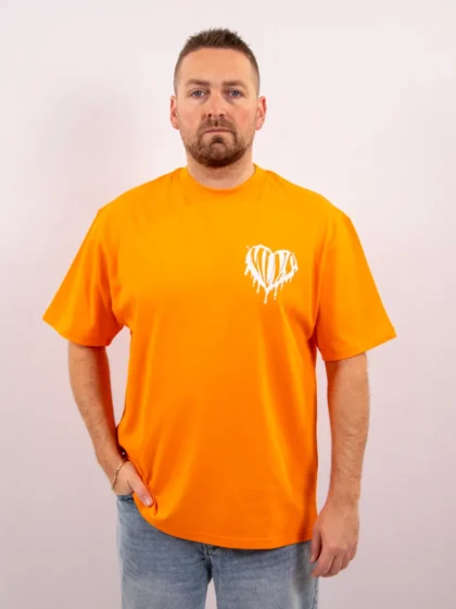 Malelions dripped heart t-shirt orange