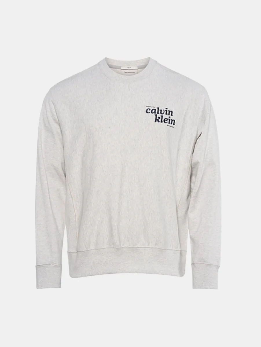 Calvin Klein Jeans LS Premium Terry Graphic Crewneck 1 Calvin Klein Jeans lv04rg265g p74 snowy heather