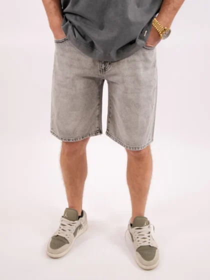 Croyez cd2 washed denim shorts light grey