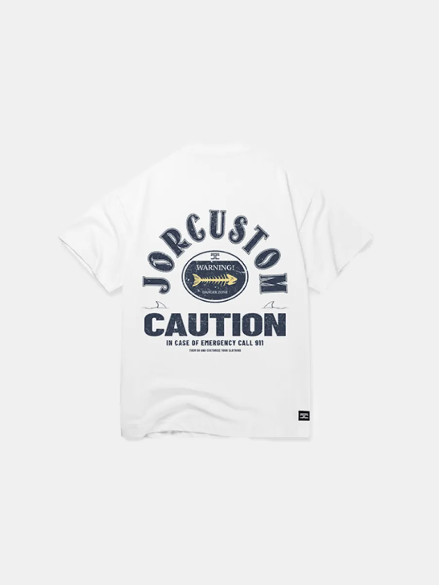 Jorcustom Caution Loose Fit T-Shirt 2 Jorcustom caution loose fit t-shirt white