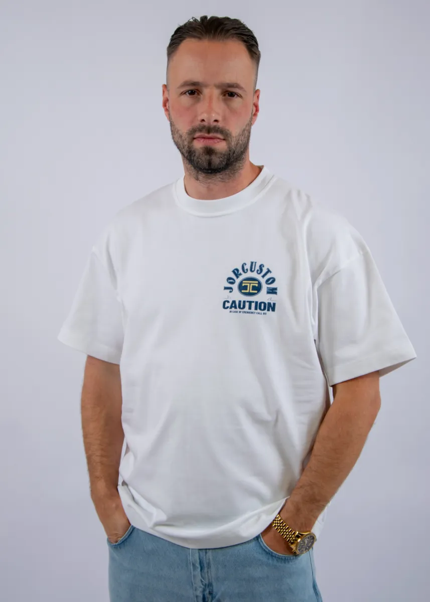 Jorcustom Caution Loose Fit T-Shirt 3 Jorcustom caution loose fit t-shirt white